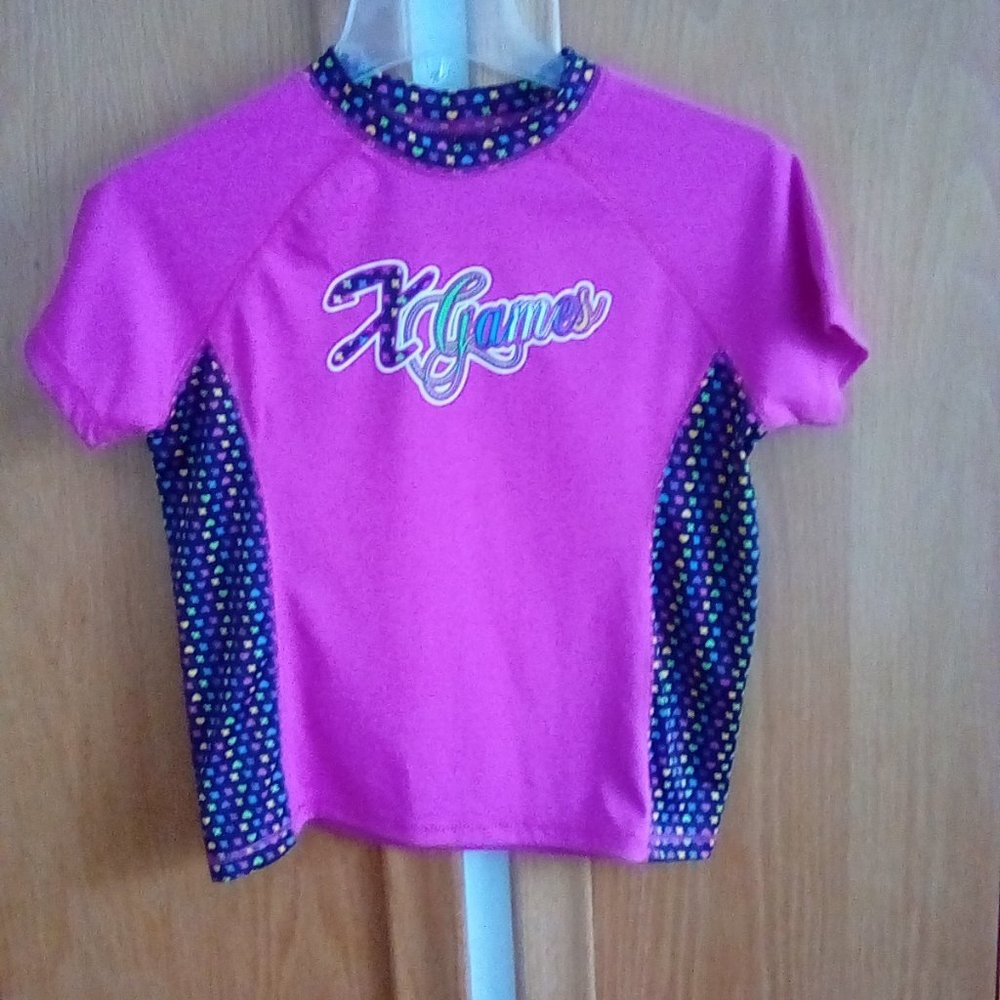 Free with purchase, girl's pink swim t-shirt XGames